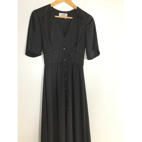 Ba&sh Pamela Dress V Neck Midi Black XS - Picture 6 of 16